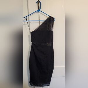 Express Asymmetrical Mesh Cut Out Dress Maxi